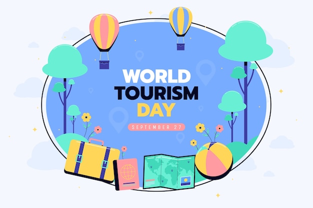 World tourism day flat background