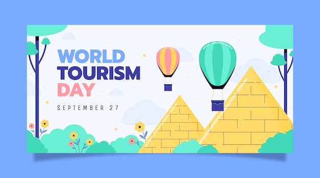 Free vector world tourism day flat banner