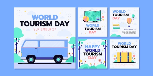 World tourism day flat ig post collection