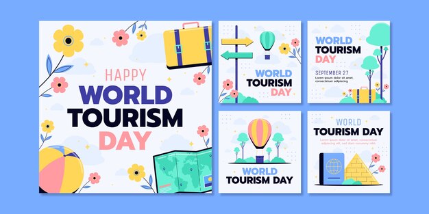 World tourism day flat ig post collection