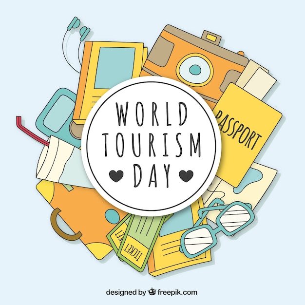 World tourism day, hand drawn elements