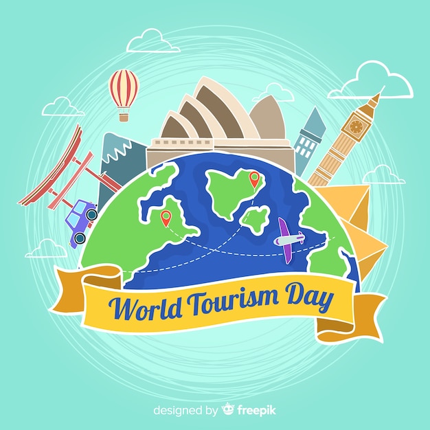 World tourism day hand drawn