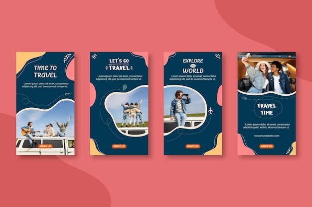 Free vector world tourism day instagram stories collection