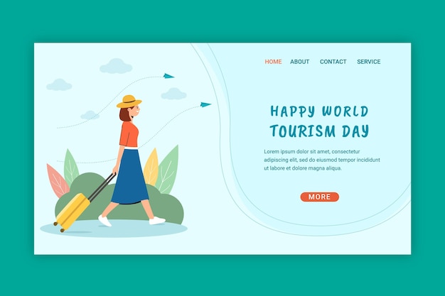 Free vector world tourism day landing page template