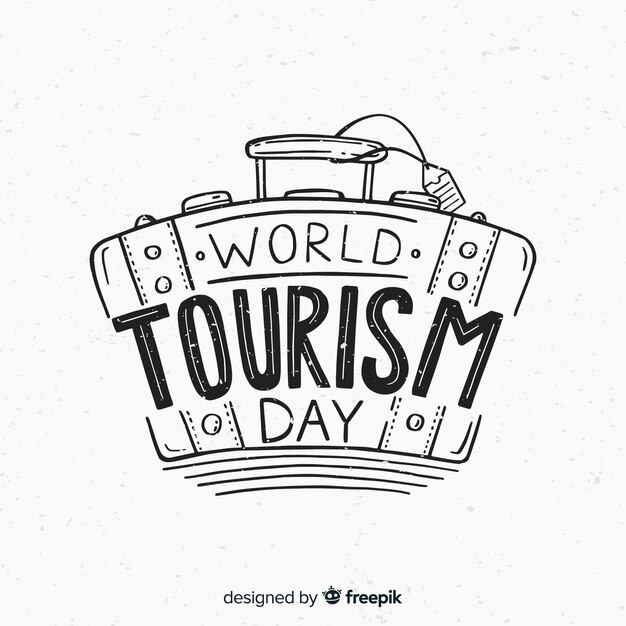 Free vector world tourism day lettering background