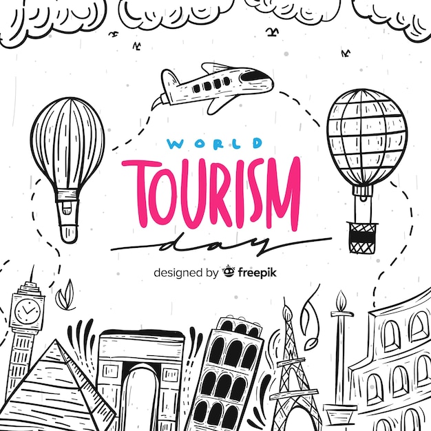 World tourism day lettering background