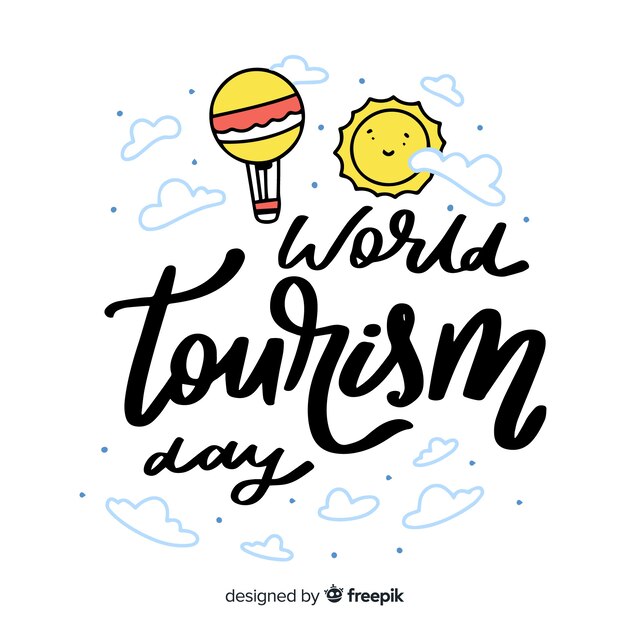 World tourism day lettering background