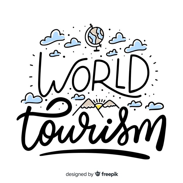 World tourism day lettering background