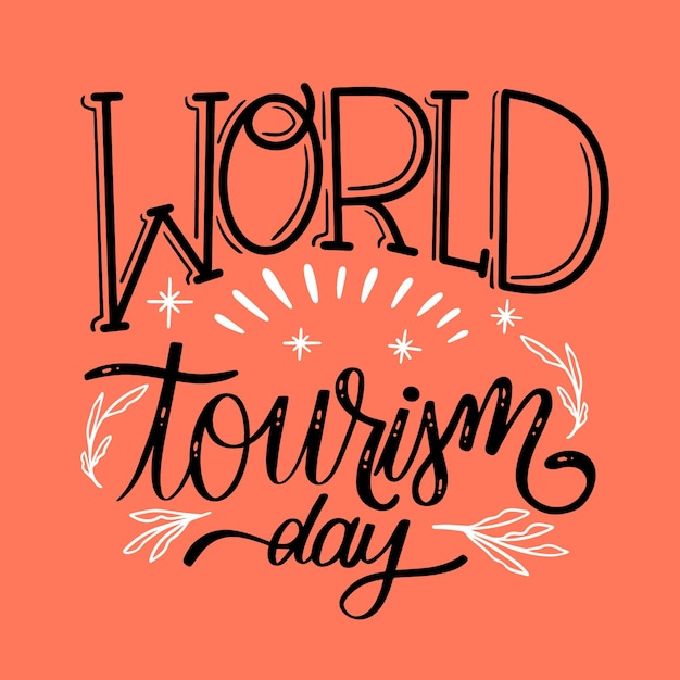 World tourism day lettering concept