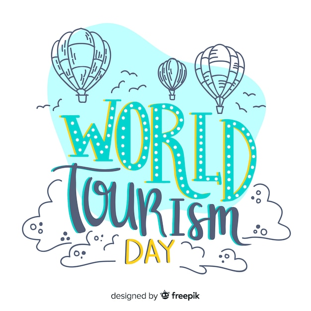 Всемирный день туризма надписи с воздушными шарами
