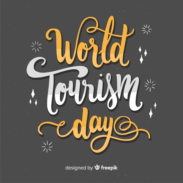 World tourism day lettering with flat design