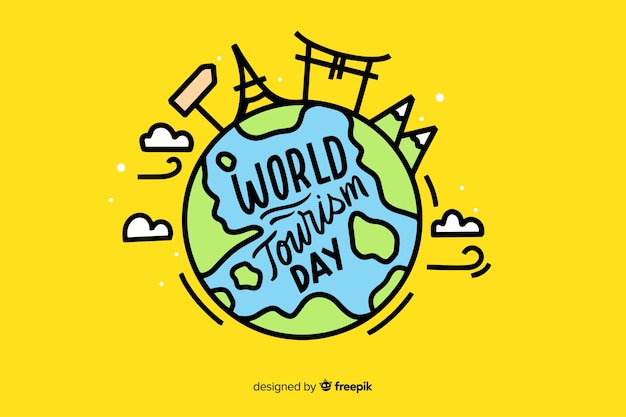 Free vector world tourism day lettering