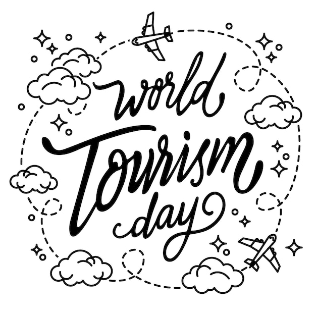 Бесплатное векторное изображение Всемирный день туризма надписи