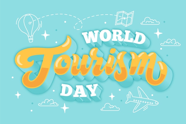 Free vector world tourism day lettering