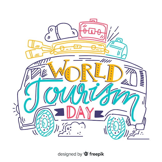 Free vector world tourism day minimalistic lettering