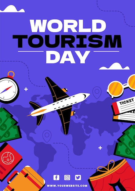 Free vector world tourism day vertical flyer template