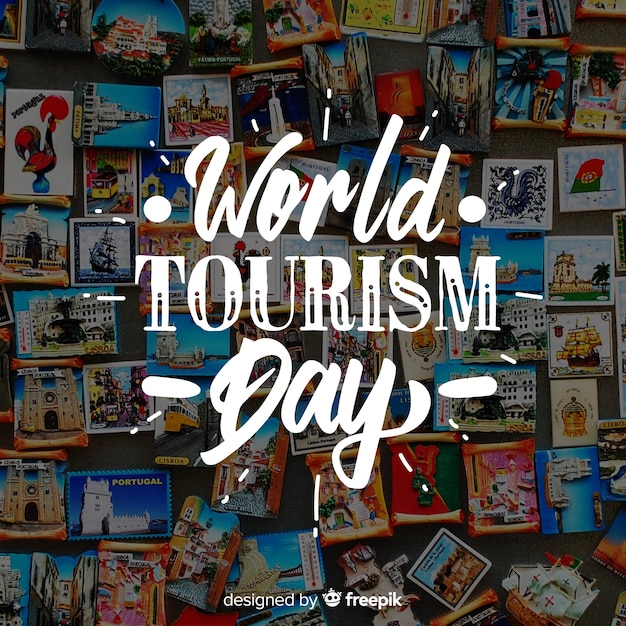 World tourism day with fridge magnets