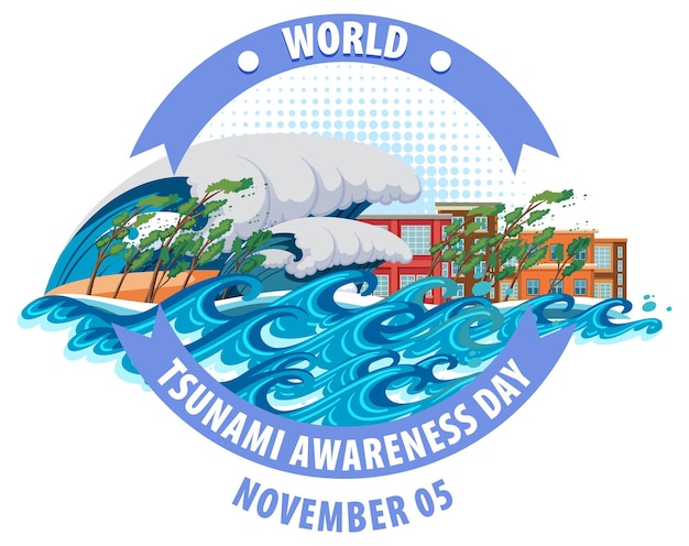 Design del logo della giornata mondiale di sensibilizzazione allo tsunami