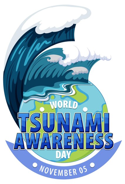 Vettore gratuito design del logo della giornata mondiale di sensibilizzazione allo tsunami