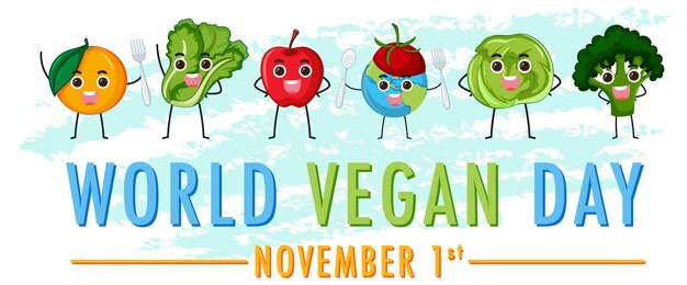 Vettore gratuito banner per la giornata mondiale dei vegani