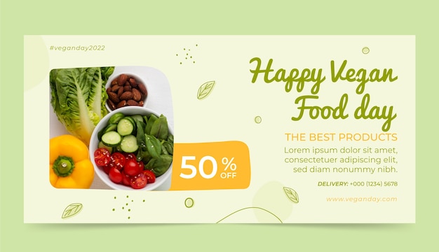 Free vector world vegan day horizontal banner template