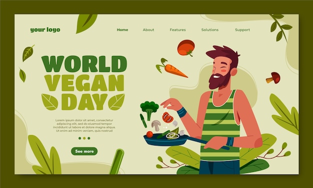 Modello di pagina di destinazione della giornata mondiale dei vegani