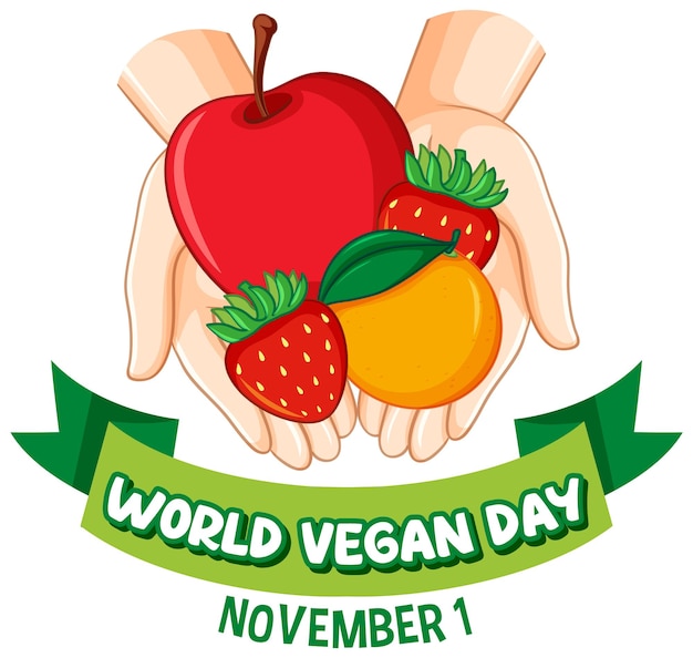 World vegan day logo concept