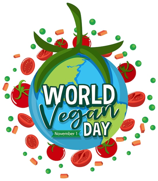 Бесплатное векторное изображение Концепция логотипа всемирного дня вегана