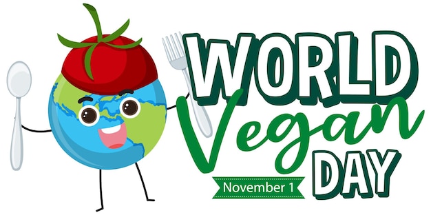 World vegan day logo concept