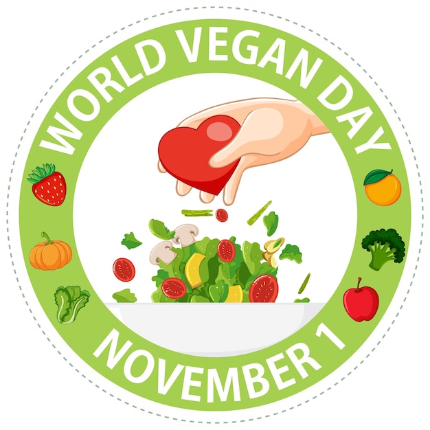 Free vector world vegan day logo concept