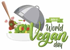 Vettore gratuito design del logo della giornata mondiale del vegano