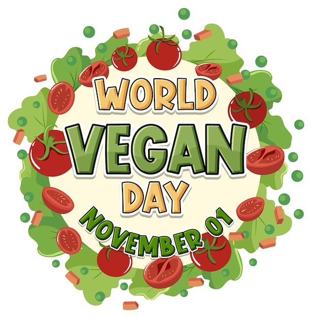 Vettore gratuito design del logo della giornata mondiale del vegano