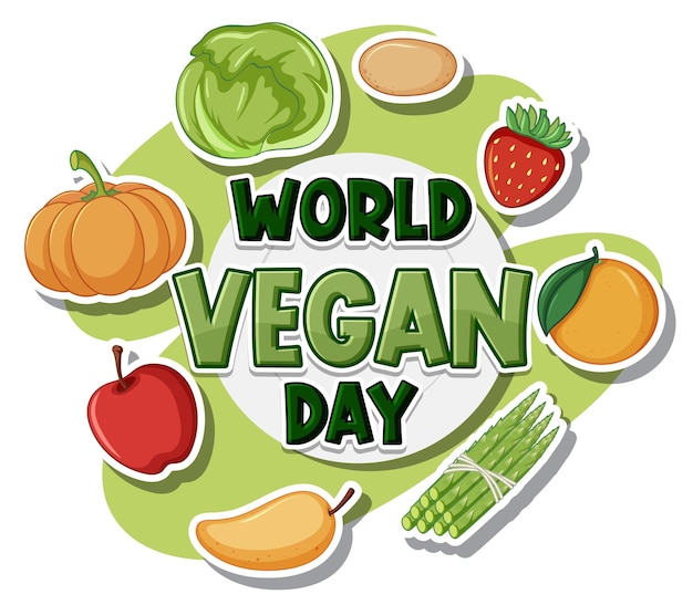 Design del logo della giornata mondiale del vegano