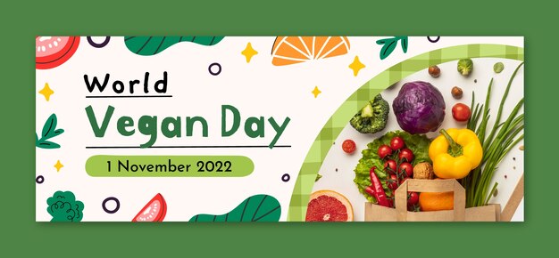 World vegan day social media cover template
