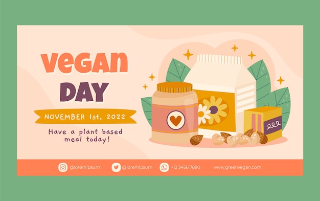 Free vector world vegan day social media post template