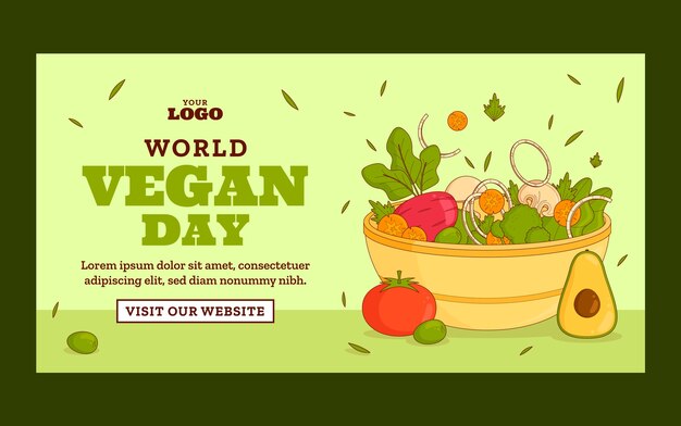 Free vector world vegan day social media post template