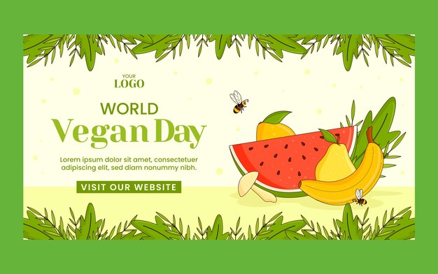 Vettore gratuito modello di post sui social media per la giornata mondiale dei vegani