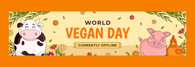 Modello di banner di contrazione della giornata mondiale dei vegani