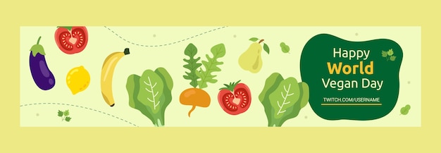 Free vector world vegan day twitch banner template