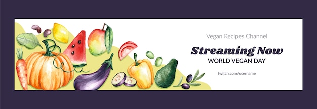 Free vector world vegan day twitch banner