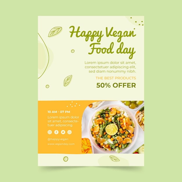 Free vector world vegan day vertical poster template