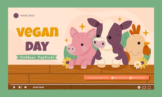 Free vector world vegan day youtube thumbnail