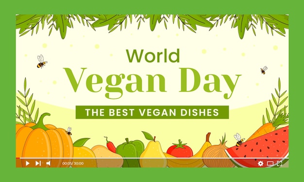 Free vector world vegan day youtube thumbnail