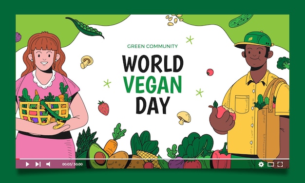 Free vector world vegan day youtube thumbnail