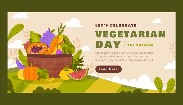 World vegetarian day flat design horizontal banner template
