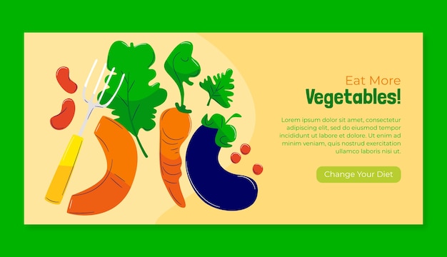 Modello di banner orizzontale design piatto giornata vegetariana mondiale