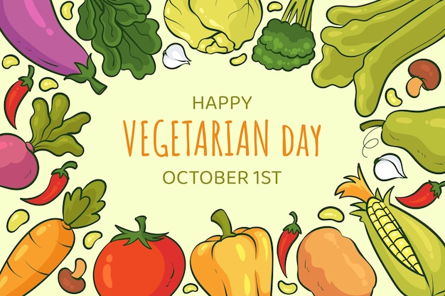 World vegetarian day hand drawn background