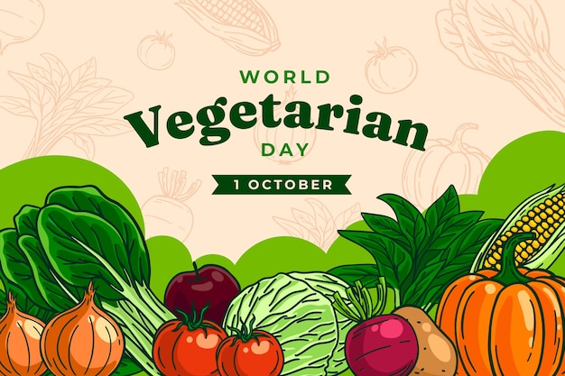 World vegetarian day hand drawn background