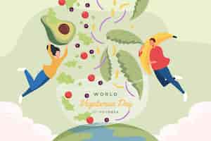 Бесплатное векторное изображение Всемирный день вегетарианцев рисованной плоский фон