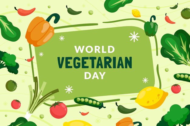 World vegetarian day hand drawn flat background